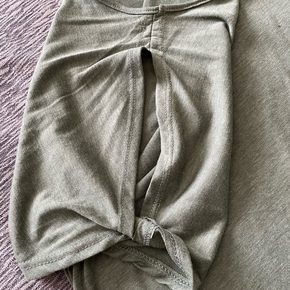 Colette - Army Green Short Sleeve T-Shirt with Open Shoulders - Size Small - Picture 3 of 3